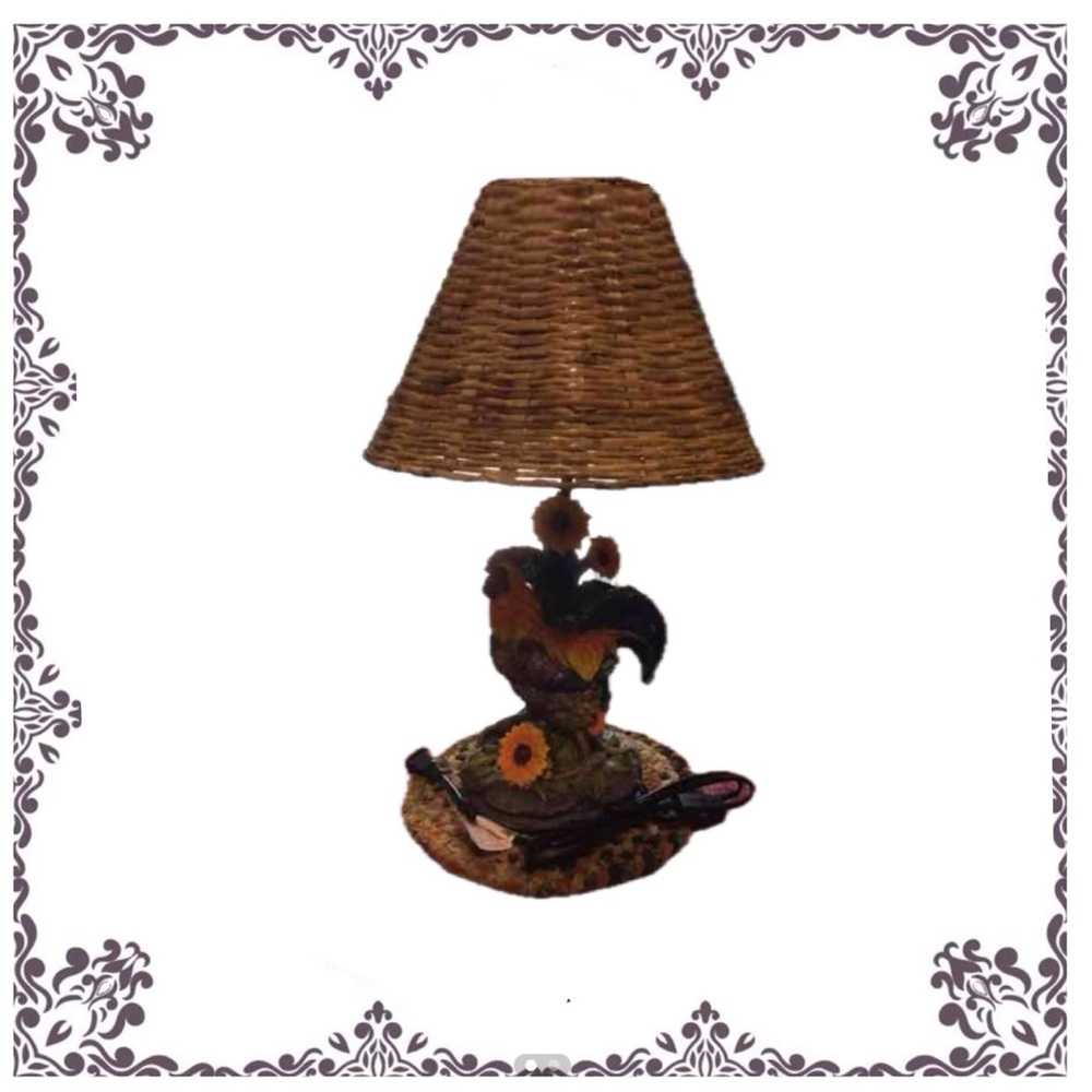 🆕 AUCTION PRICE Rooster Illuminated` Rustic Country Charm Table Lamp
